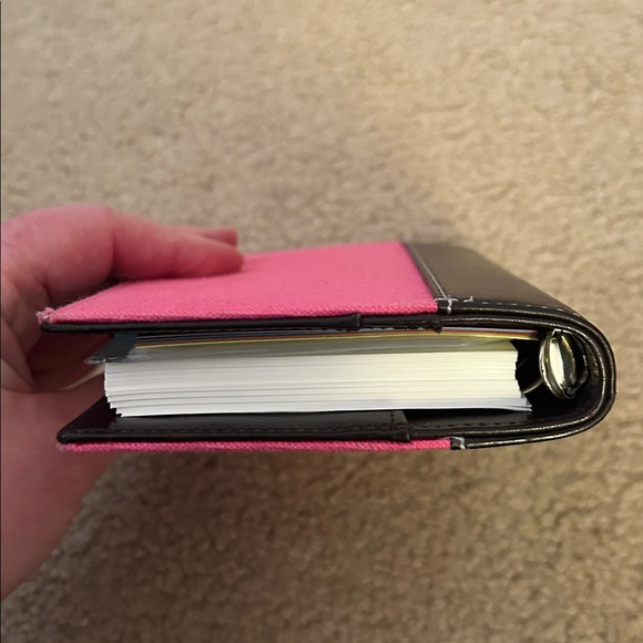 Vintage kate spade Vibrant Pink Canvas and Black Leather Weekly Planner - Picture 5 of 13